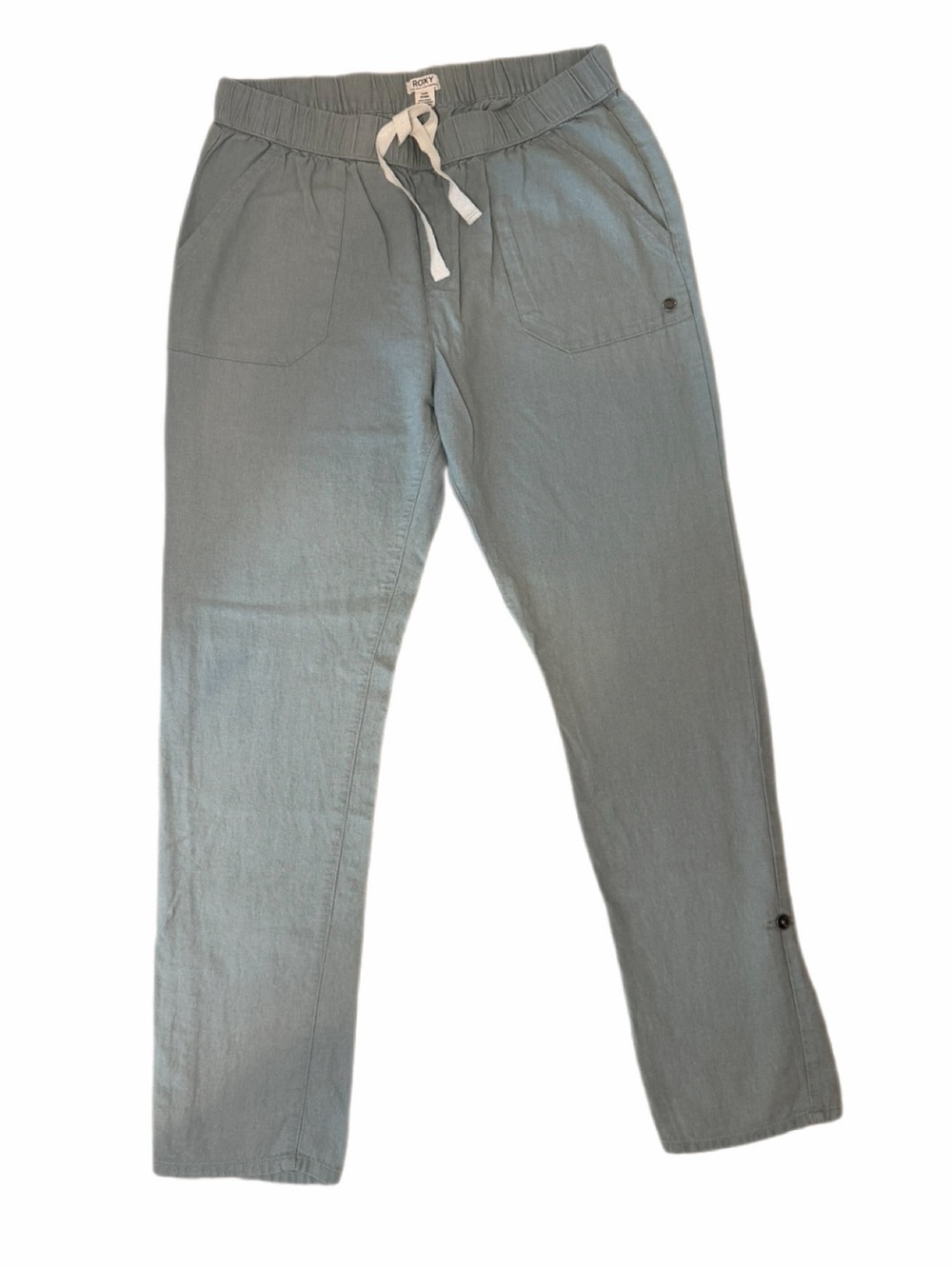 Roxy Womens Sage Green Drawstring Linen Pants